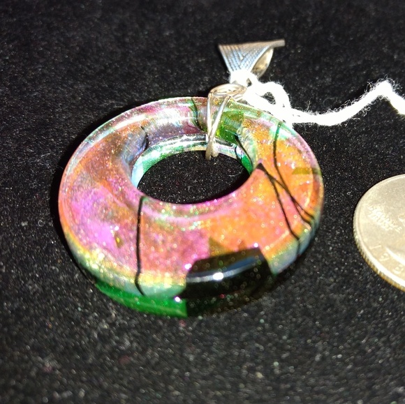 Handcrafted .925 Dichroic Glass Pendant - Picture 6 of 8